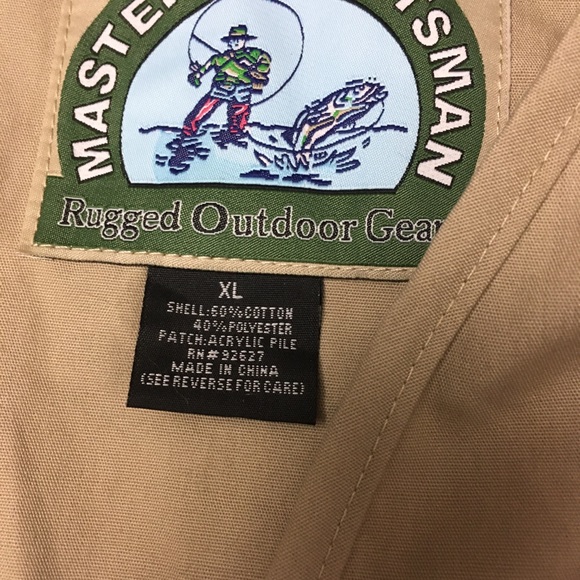 Master Sportsman Rugged Outdoor Gear Fly Fishing Vest Mens XL Beige Tan Pockets - Picture 5 of 8